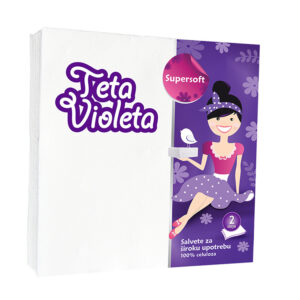 VIOLETA SZALVÉTA 38X38CM 2 RÉT. 25DB-OS FEHÉR (48DB/KARTON)